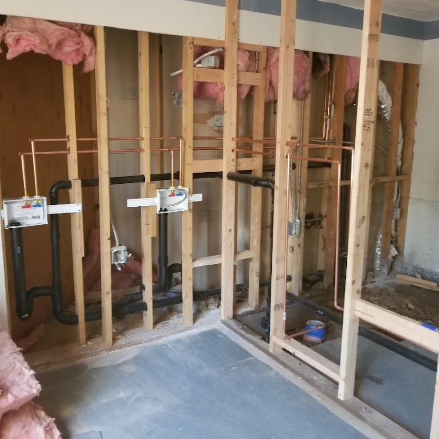 Copper pipe rough-in and plumbing installation in Five Forks